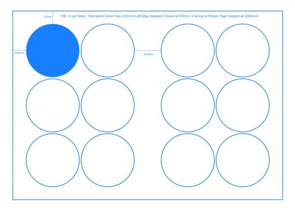 SRA3 Digital Pre Cut Sheets 90mm Circles