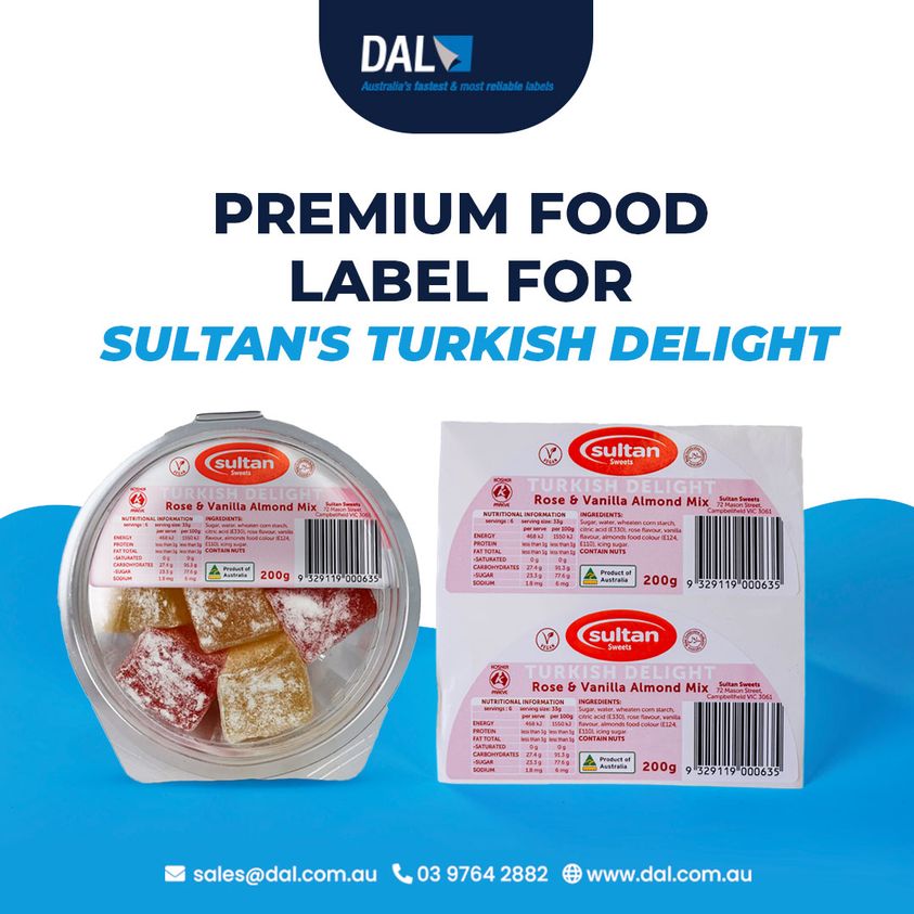 Premium Food Label for Sultan's Turkish Delight